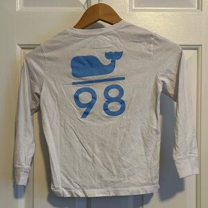 Vineyard Vines Kids White and Blue Whale Long Sleeve Tee